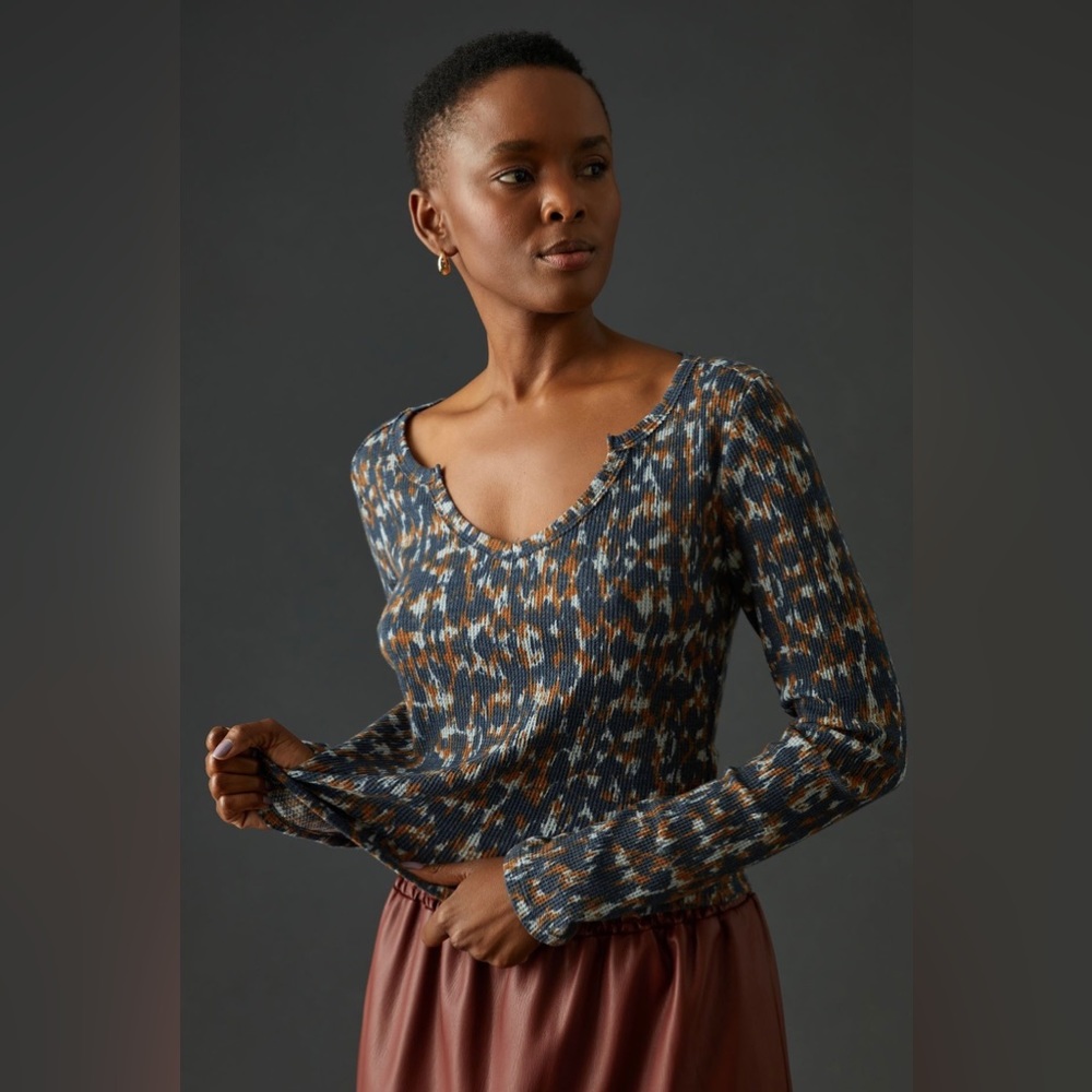 Pilcro Notched Waffle Top